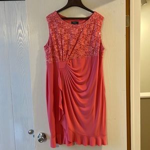 Dressbarn Collections, Size 18, Sequence top Coral dress.